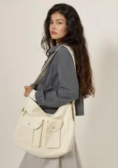 tinajojun キャンバス バックルバッグ アイボリー