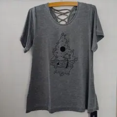VOLCOM　レースアップ半袖Tシャツ グレー 海デザイン　未使用のサムネイル