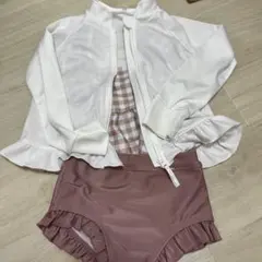 ラッシュガード付き　UVカット ボリュームフリル セパレート　水着