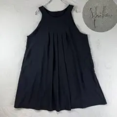 美品　シビラカーサ　 エプロン　チュニック　 黒　ロゴ刺繍　タック　ポケットのサムネイル