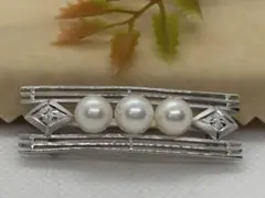 SILVER　S.S 真珠パール　帯留め　あこや真珠　アンティーク着物(757)