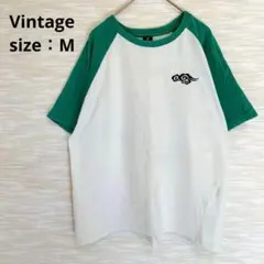 ヴィンテージ 和柄 刺繍 ラグランTシャツ 半袖 鶴 富士山 M F292
