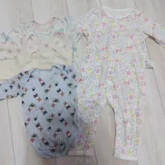 購入希望者あり　花柄ロンパース カバーオール　肌着セット