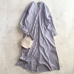 美品 ジャーナルスタンダードレリューム バンドカラーロング丈シャツワンピース