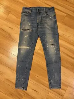 ジュンハシモト/定価4.7万 ストレッチ混 デニムPT ダメージリペア加工