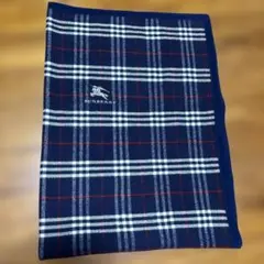 【SALE】Burberry 高級ウール100%毛布　 ネイビーチェック