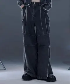 Jent Louis ブラック デニムパンツ Jent Louis ブラックデニムパンツ ジップデザイン - メルカリ