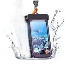 スマホ 防水ケース iPhone 専用 防水ポーチ 水中タッチ パープル