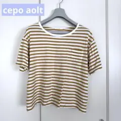 cepo aolt ボーダー Tシャツ 半袖 ポケット付き イエロー ホワイトのサムネイル