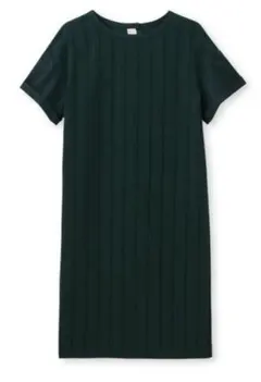 未使用タグ付きアンタイトル　洗えるシアーストライプワンピース グリーン