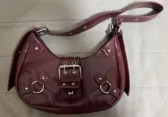 バーガンディ レザー ショルダーバッグ 赤 レッド
