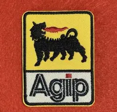 A1006 イタリア　老舗石油　AGIP 6本脚　刺繍ワッペン　アイロン