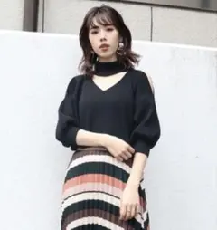 MURUA チョーカーハーフニット　ブラック