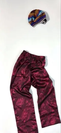 ✳︎SUTEKIFARM / CORROn ✳︎ポリエステルパンツ　ドラゴン艶エンジ