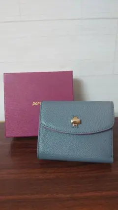 新品percheペルケ本田あつみさん ハートのお花が可愛い羊革二つ折りがま口