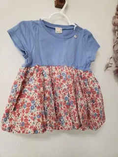 プティマイン　花柄ペプラムチュニック 90