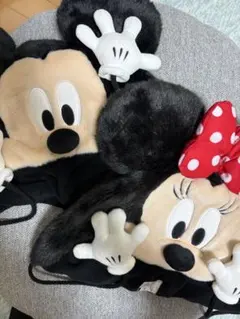 ミッキー＆ミニー 耳付きフリース帽子
