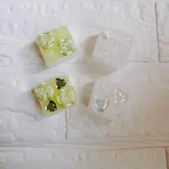 ホイップデコ ハンドメイド小物入れ 小物ケース クリア 緑 黄緑 白 4点セット