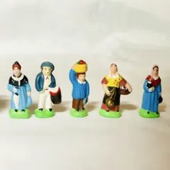 フランス　プロヴァンス地方　サントン人形　クリスマス飾り　陶器　5個セット