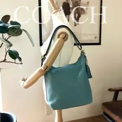 【希少色】コーチ レザー バケツ型 ワンショルダーバッグ 水色