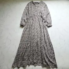 アメリカンホリック　花柄　カシュクールフレアワンピース　ロング丈　Ｆ　カーキ