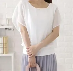 お値下げ 1度着用のみ！レースレディース シフォン フレアスリーブカットソー