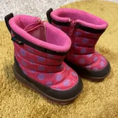 IFME 13㎝スノーブーツ　ピンクドット柄フリース
