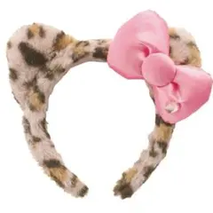 キティちゃんヒョウ柄 カチューシャ ピンクリボン