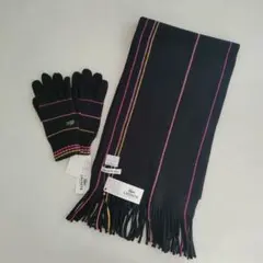 新品 LACOSTE ラコステ ウール 手袋 マフラー レディース 黒 ギフト