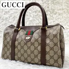 【✨人気✨】オールドグッチ ミニボストンバッグ シェリーライン ブラウン