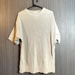 THE SHOP TK ベージュ 半袖Tシャツ 前後異素材 切替