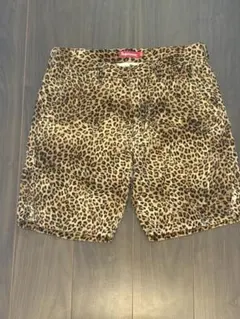 supremeシュプリームレオパードヒョウ柄ショートパンツハーフベロアファー