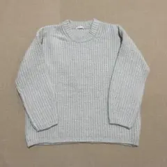 【GU】パフィータッチローゲージクルーネックセーター　XL ライトグレー