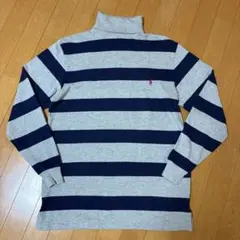 90s ポロラルフローレン タートルネック カットソー ボーダー グレー M