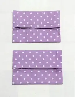 ポケットティッシュケース　水玉柄　ドット柄　パープル系　ハンドメイド