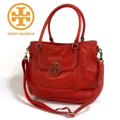 【美品】トリーバーチ アマンダ 2WAY トートバッグ レッド ゴールド金具