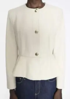 ZARAノーカラーぺプラムジャケットS