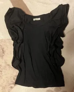 RINASCIMENTO フリルスリーブ Tシャツ ブラック Sのサムネイル