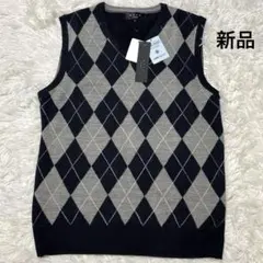 新品未使用❤️ATTU UOMO アーガイル柄 ニットベスト メンズ　M 薄手