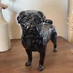 アンティーク　パグ　置物　雑貨　犬　飾り　インテリア　黒パグ　pug