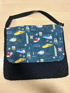 乗り物柄キルティングバッグ　絵本袋　レッスンバッグ　図書バッグ　保育園