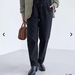 coenブラック裏起毛テパードパンツ