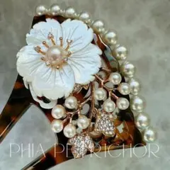 髪飾り 桜 かんざし バチ型 螺鈿 真珠母貝 パール W2509171簪