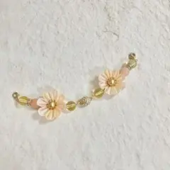 【一点もの】つまみ細工の羽織紐　黄色〜ピンクのむら染