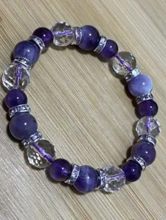 83.ドリームアメジストとアメジスト、カット水晶のブレスレット
