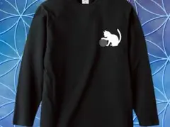 ロングスリーブ Tシャツ フラワーオブライフ 猫