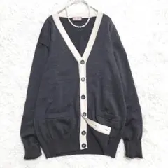 【極美品】トーマスピンク 光沢感ウール Vネック バイカラー グレー ゆったり感