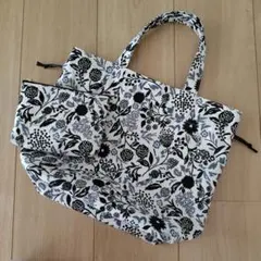 巾着トートバッグ ポーチ付き　エチノ生地　ハンドメイド