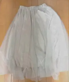 オフホワイト✖️グレー チュール フレアスカート　最終価格　美品お買い得