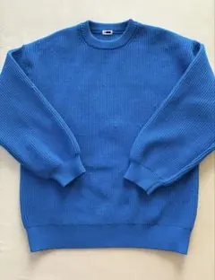 H ユナイテッドアローズ青 リブ編み 長袖セーター